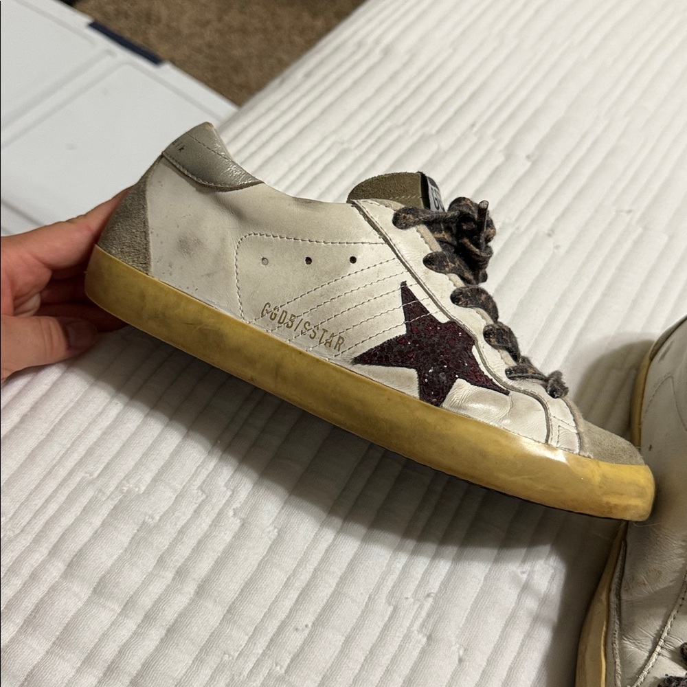 Golden Goose White Sneakers with Burgundy Star size 38 - Picture 2 of 12